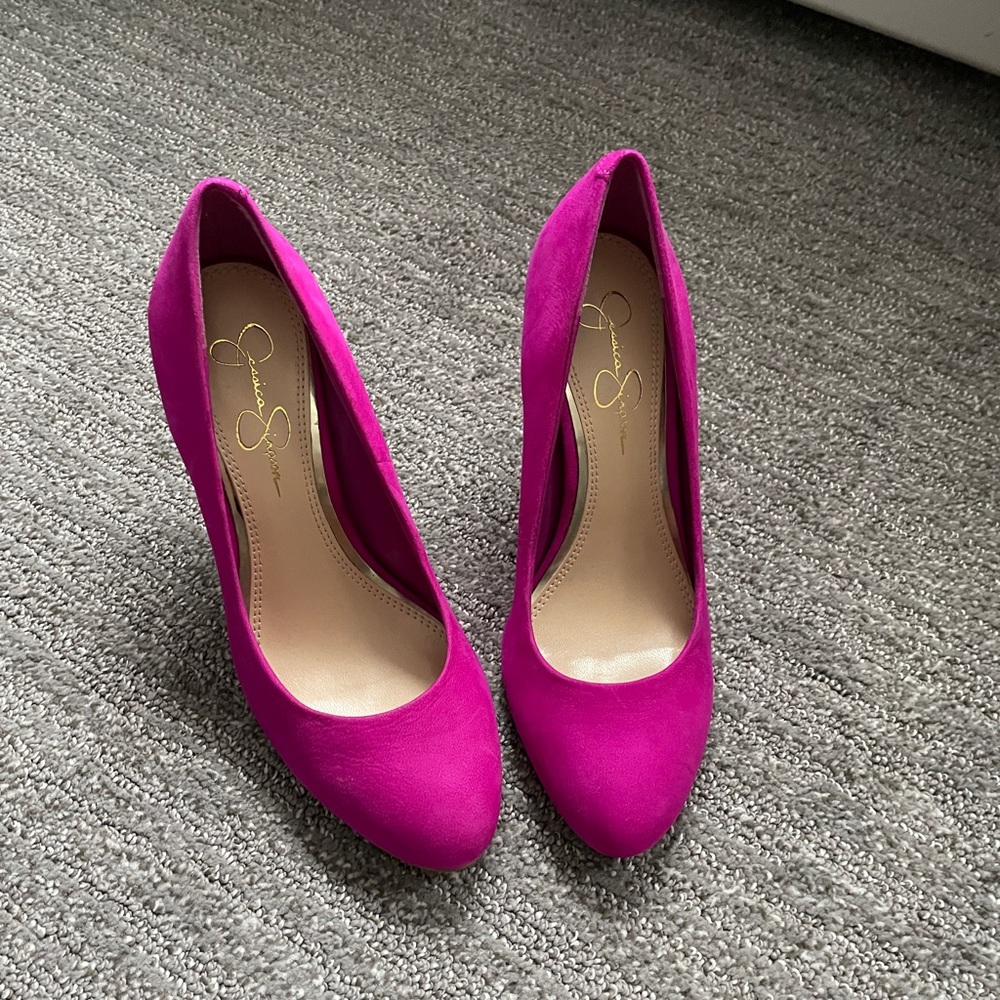 Hot pink Jessica Simpson suede heels